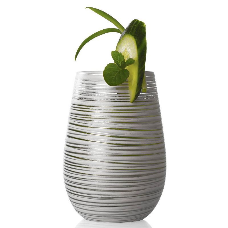 16.5oz 6pk Glass Olympia Twister Tumbler Drinkware Set White/Silver - Stolzle Lausitz