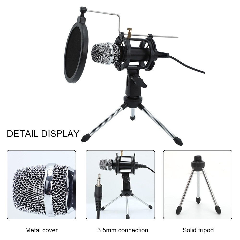 Mini Condenser Microphone PC Microphone 3.5mm Plug and Play Home Studio Podcast Vocal Recording Microphones