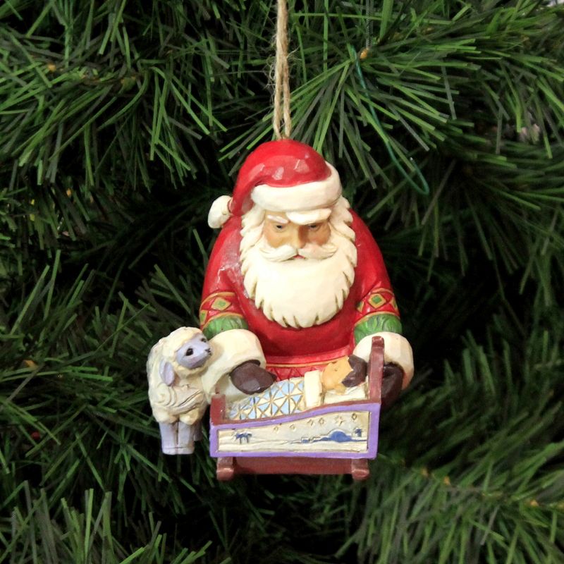 Jim Shore 3.0" Santa With Baby Jesus Ornament. Heartwood Creek  -  Tree Ornaments