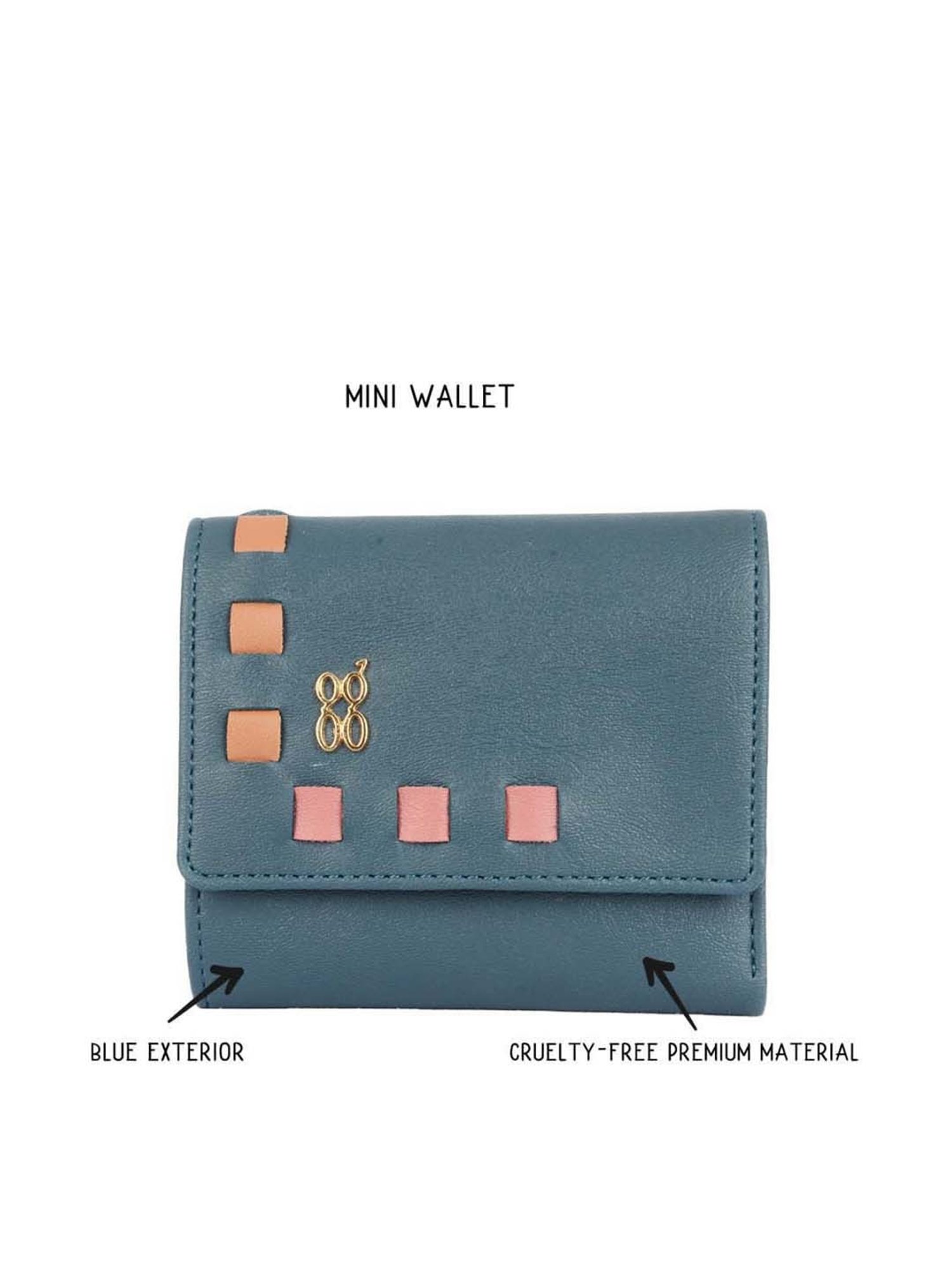 Baggit Blue Textured Tri-Fold Wallet for Women