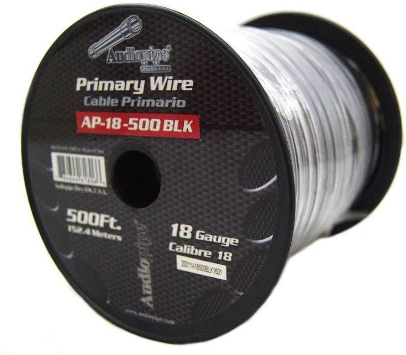 18 GA 500 Feet Black Primary Power Wire Remote Car Audio Home (1 Roll)