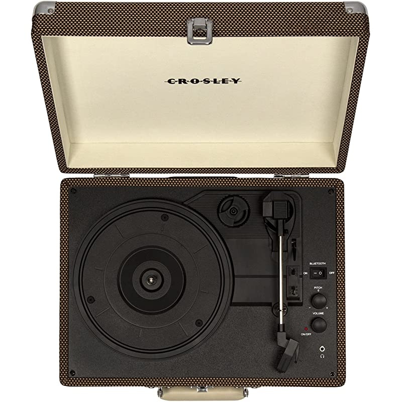 Turntable Record Player Speaker Portable Vinyl Player 3 Speed Dust Free Suitcase Autostop RCA Output AUX Input Headphone Jack BeltDriven Extra Stylus Free Audio Cable 9W Teal