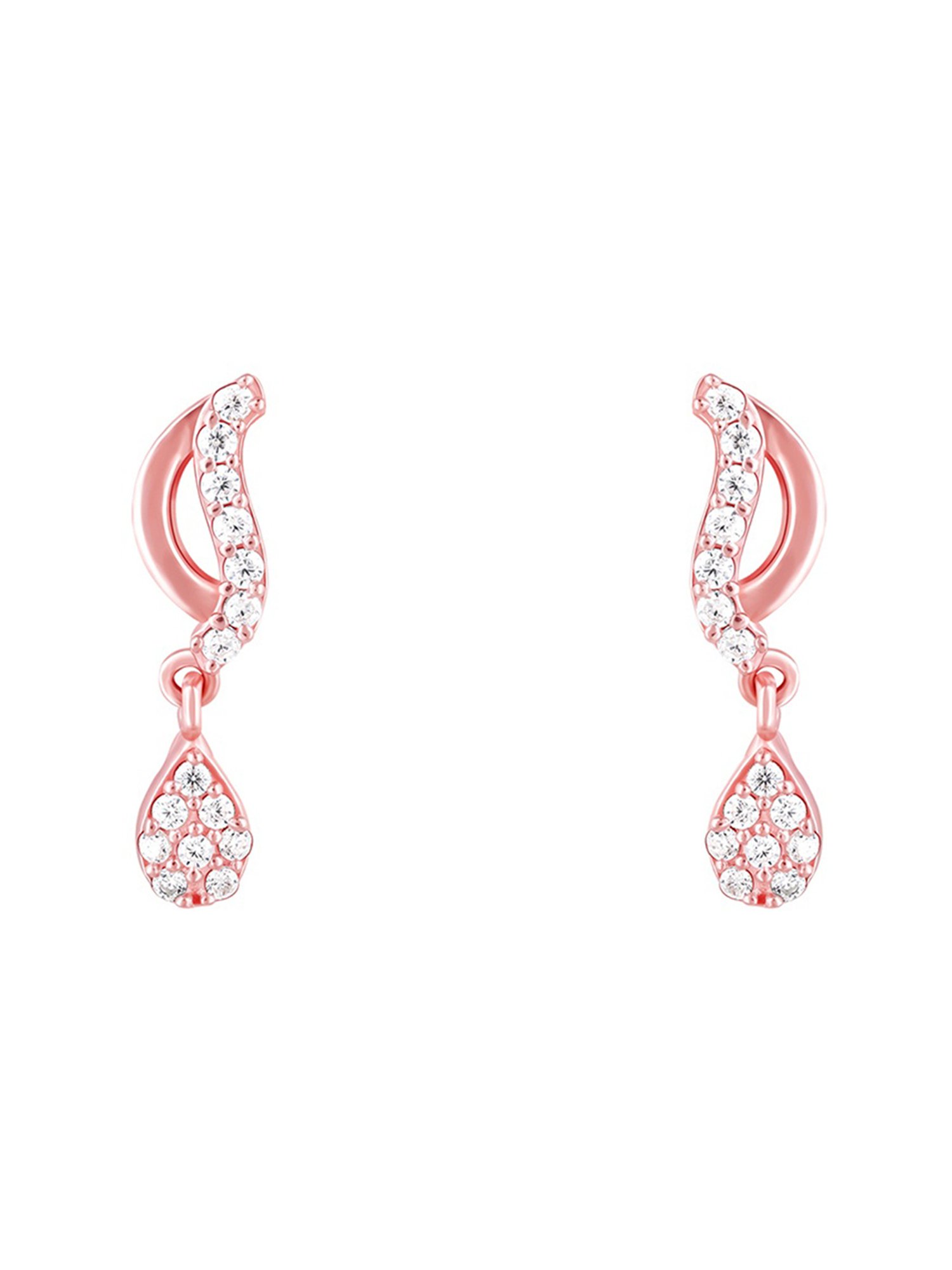 GIVA 92.5 Sterling Silver Rose Gold Wavecrest Drop Earrings