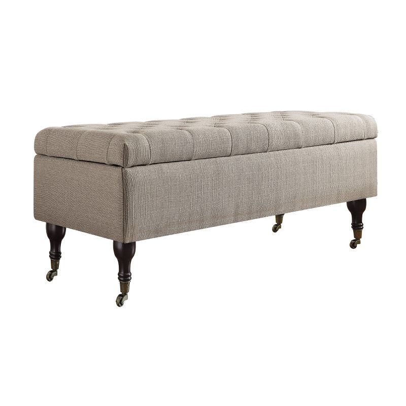 Collette Tufted Storage Bench Linen - Adore Decor