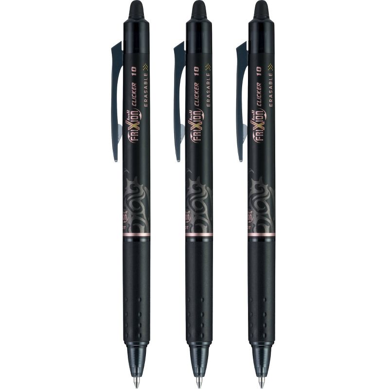 Pilot 3ct FriXion Clicker Erasable Retractable Gel Pens Fine Point 0.7mm Black