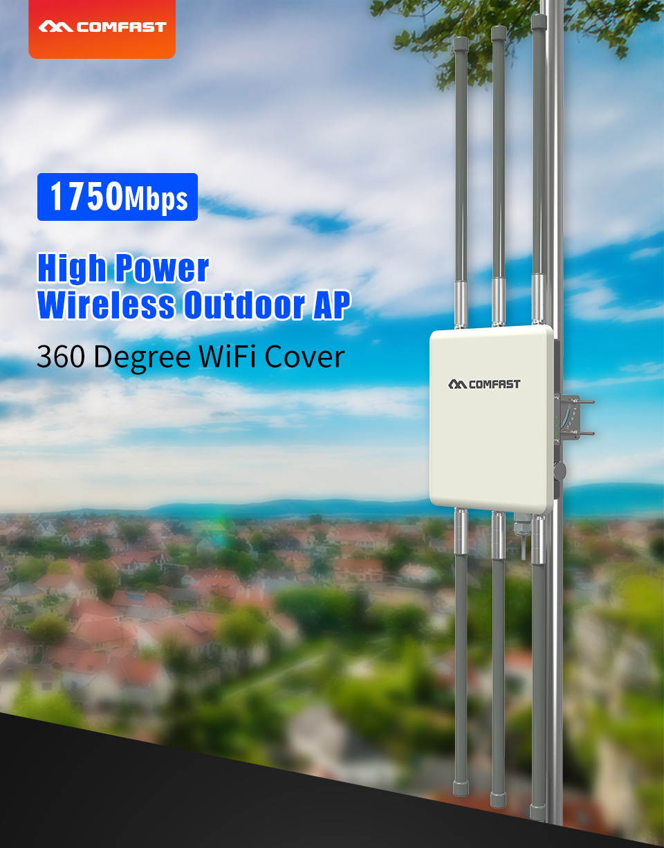 COMFAST 1750Mbps Dual Band 5Ghz Wireless Outdoor AP 360 Degree WiFi Cover Access Point Wifi Base Station CF-WA900 V2