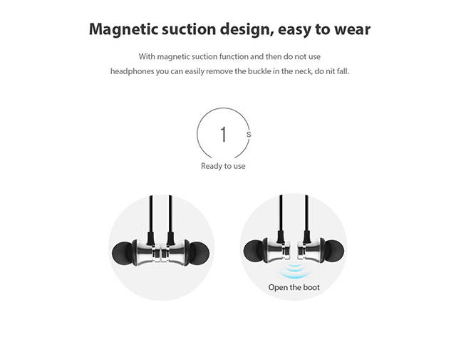 AutofeelSunriseoffice Magnetic Attraction Bluetooth Earphone Headset Sports Wireless Bluetooth 4.2 With Charging Cable Build-in Mic Headphones