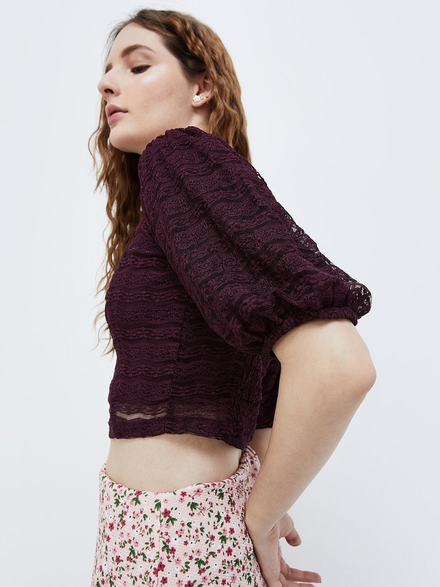 Ginger by Lifestyle Purple Self Pattern Top