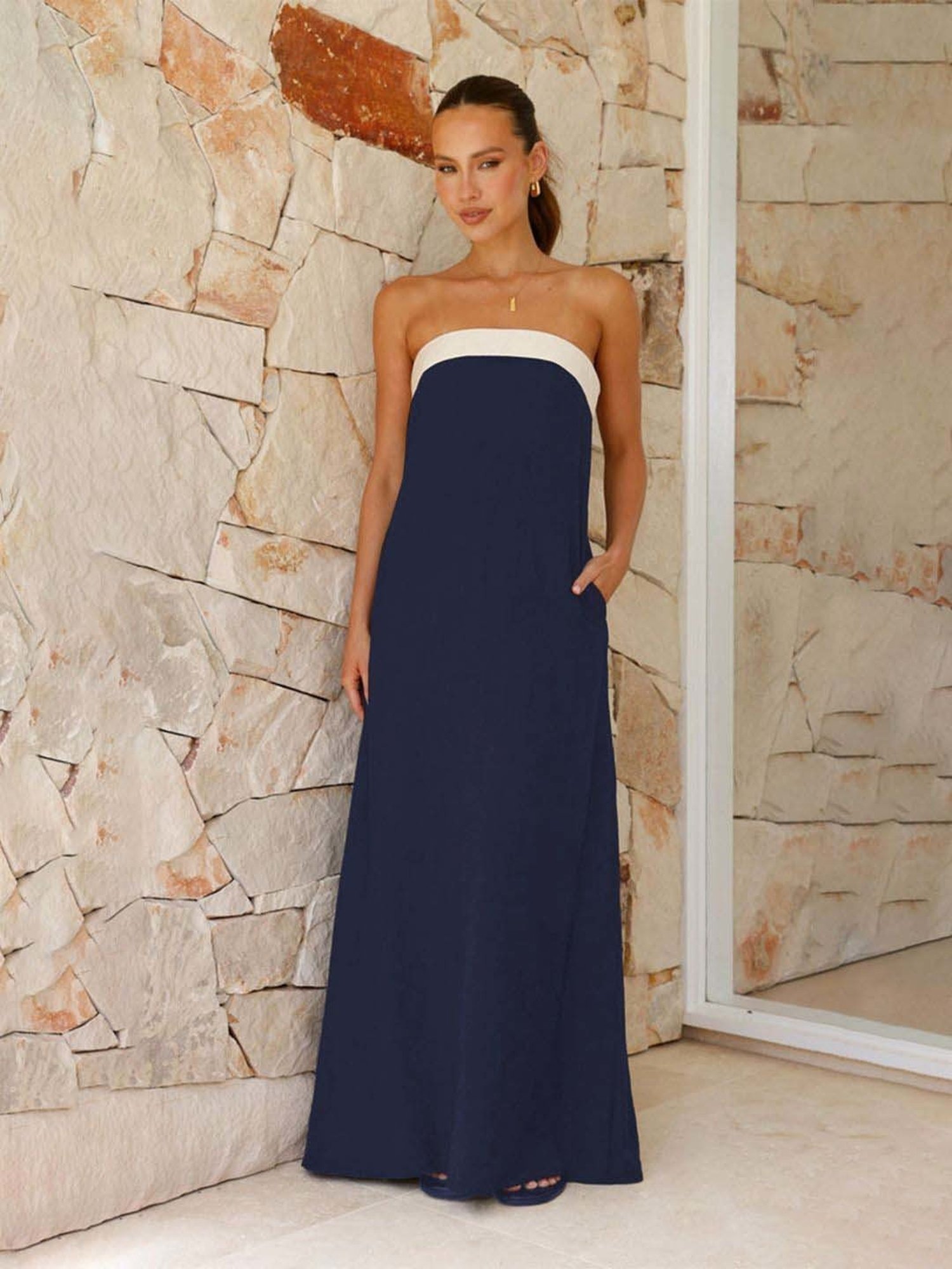 Marie Claire Navy Maxi Dress