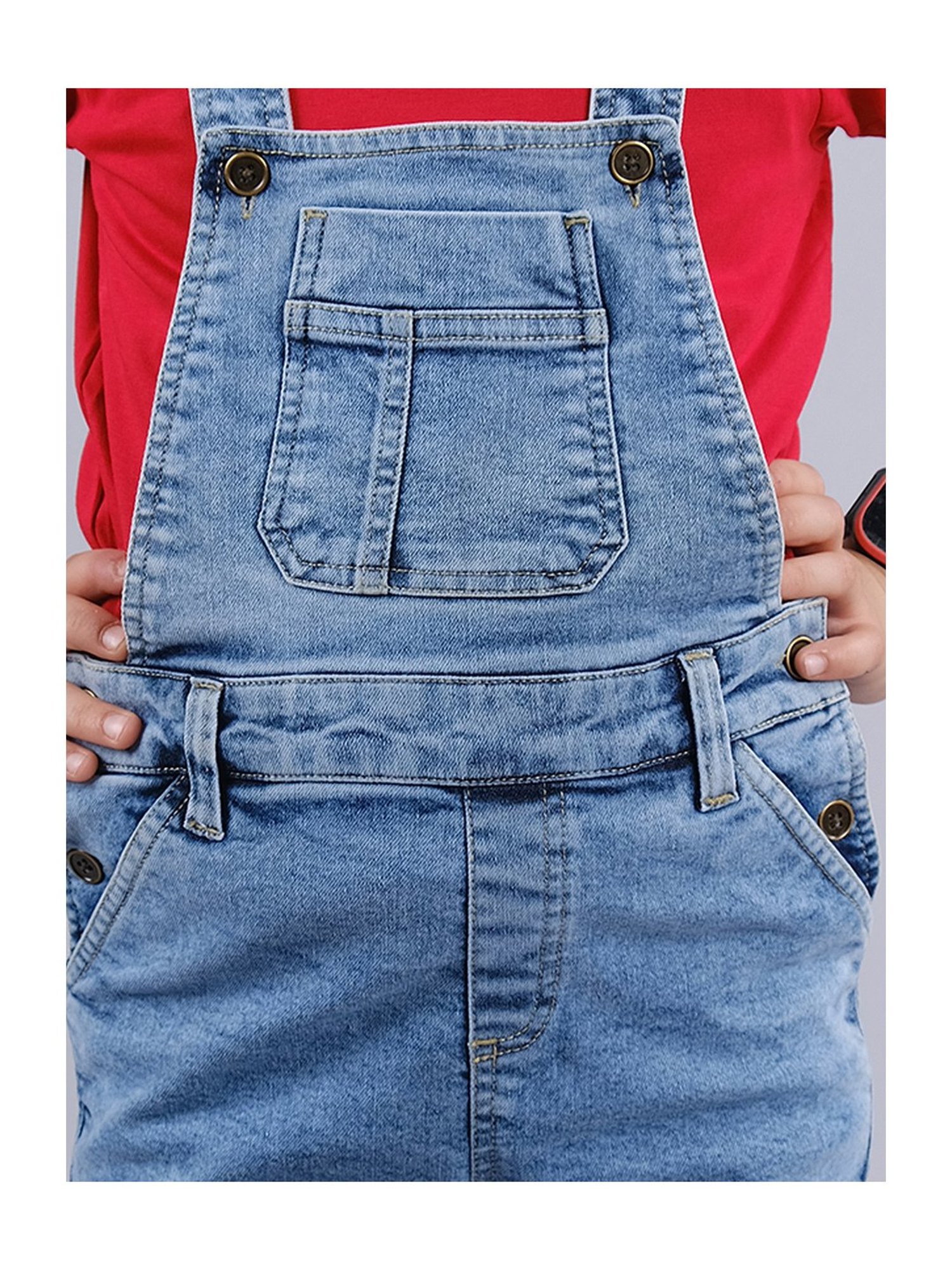 Kiddopanti Kids Blue Solid Dungaree