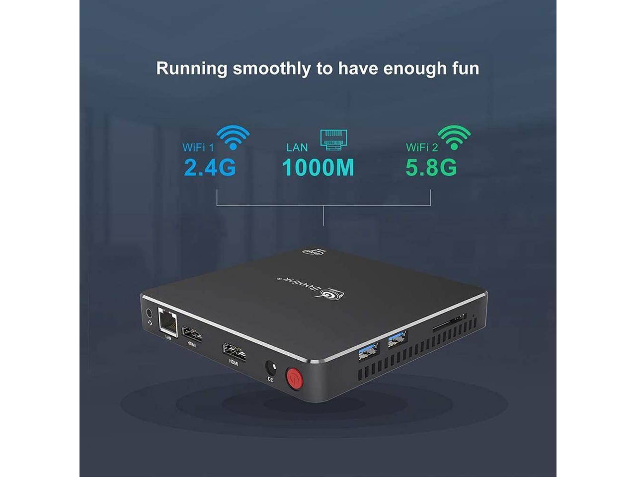 Beelink T34 Mini PC Windows 10 Pro Quad Core Intel N3450 Mini Desktop Computer 4K Dual HDMI Ports DDR4 8GB RAM 128GB SSD, 2.4G/5G WiFi, Gigabit Ethernet, USB 3.0, BT-4.0 Support Auto Power On