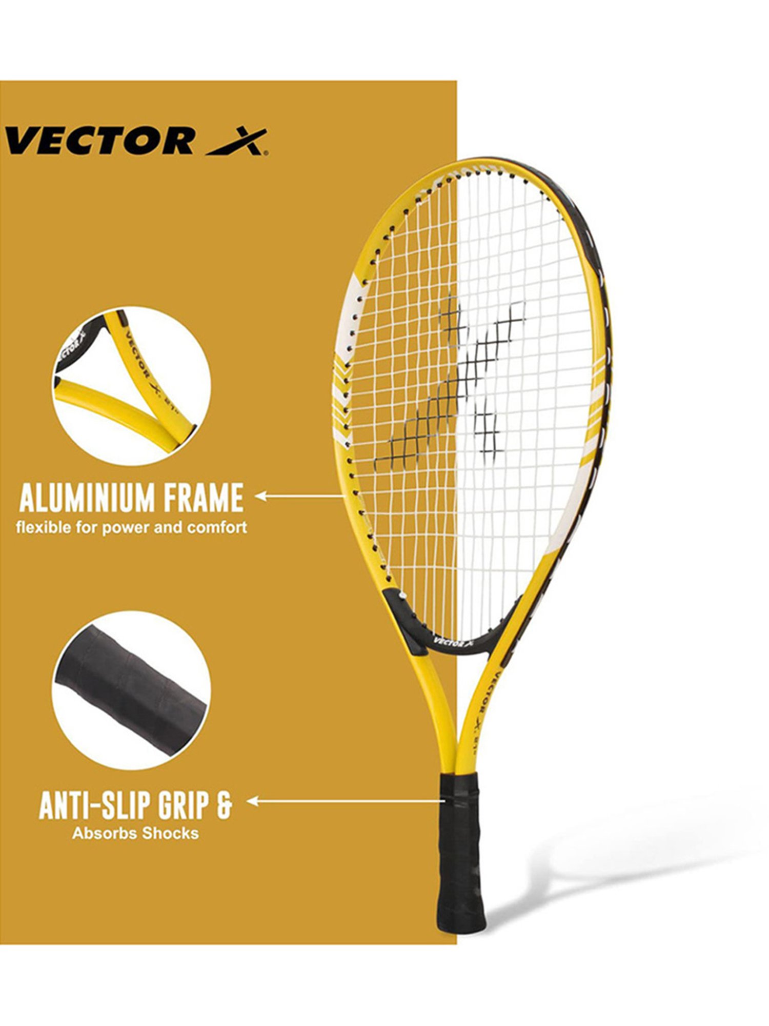 Vector X Vxt 520 Tennis Racquet (Mustared Yellow) Size - 21inch