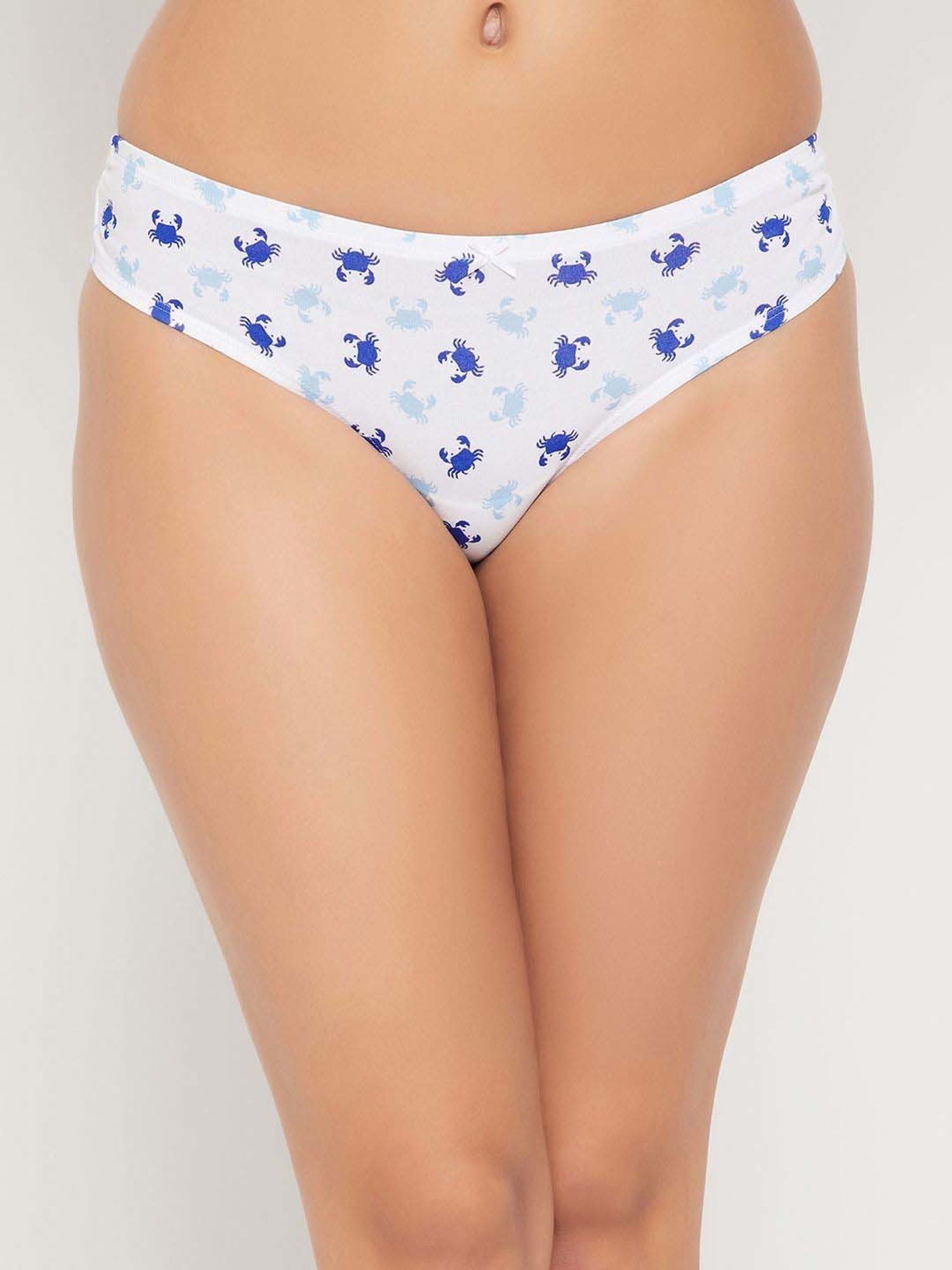 Clovia Grey & White Cotton Printed Hipster Panty - Pack Of 3
