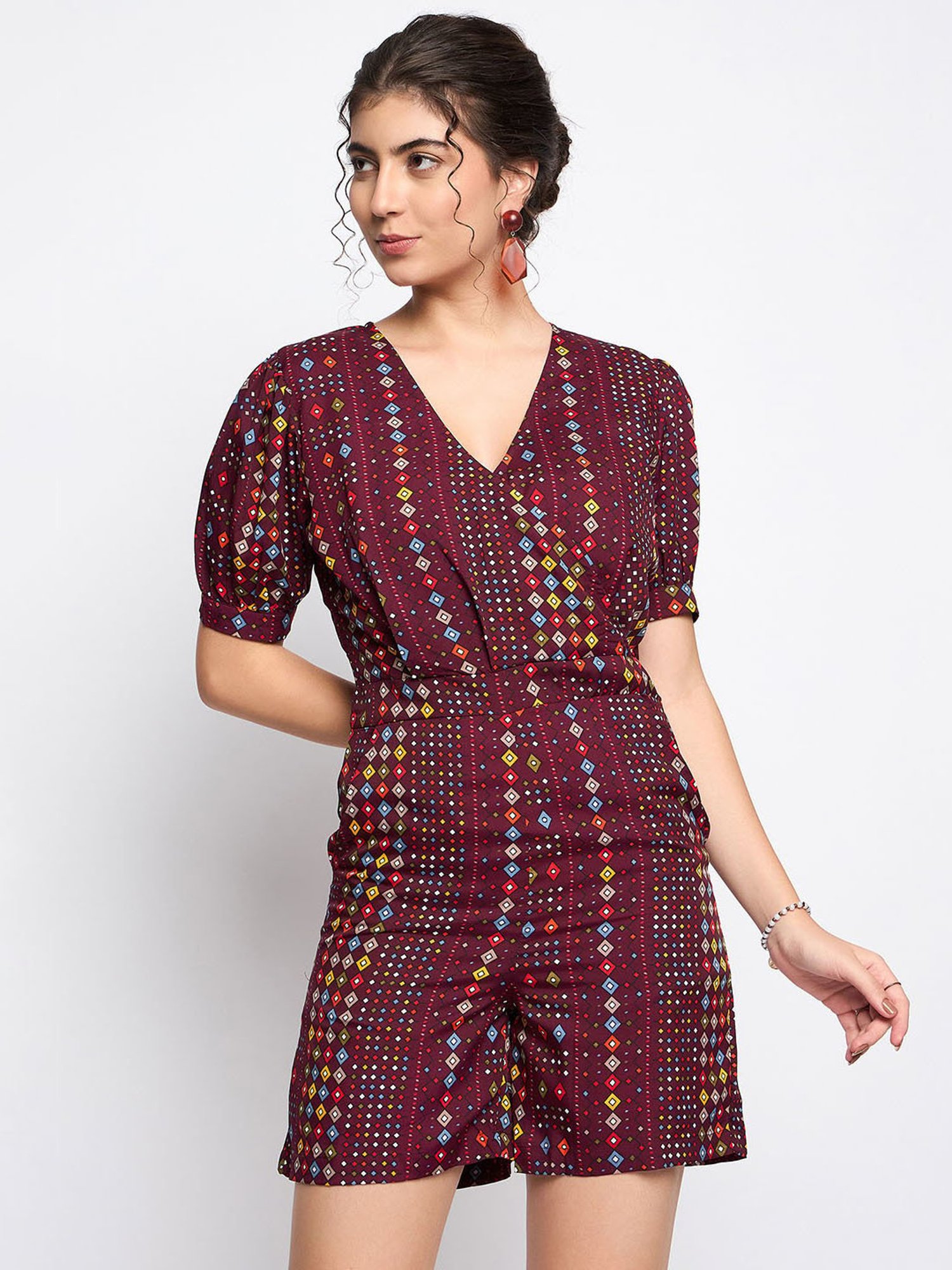 BRINNS Wine Printed Playsuit