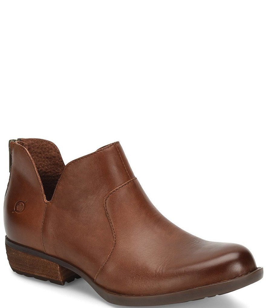 Born Kerri Leather Ankle Block Heel Booties