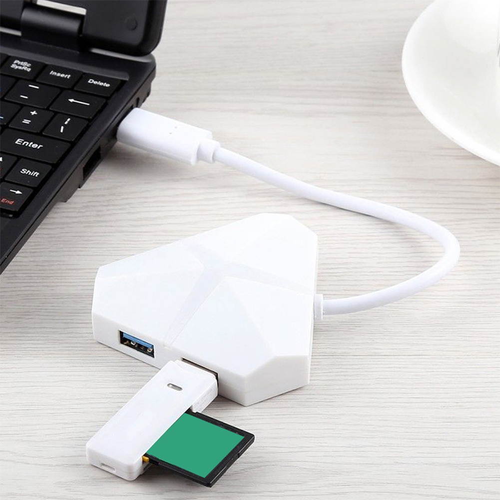 USB Hub Charger Splitter Stable Extension Cable 4 Port Desktop With LED Light