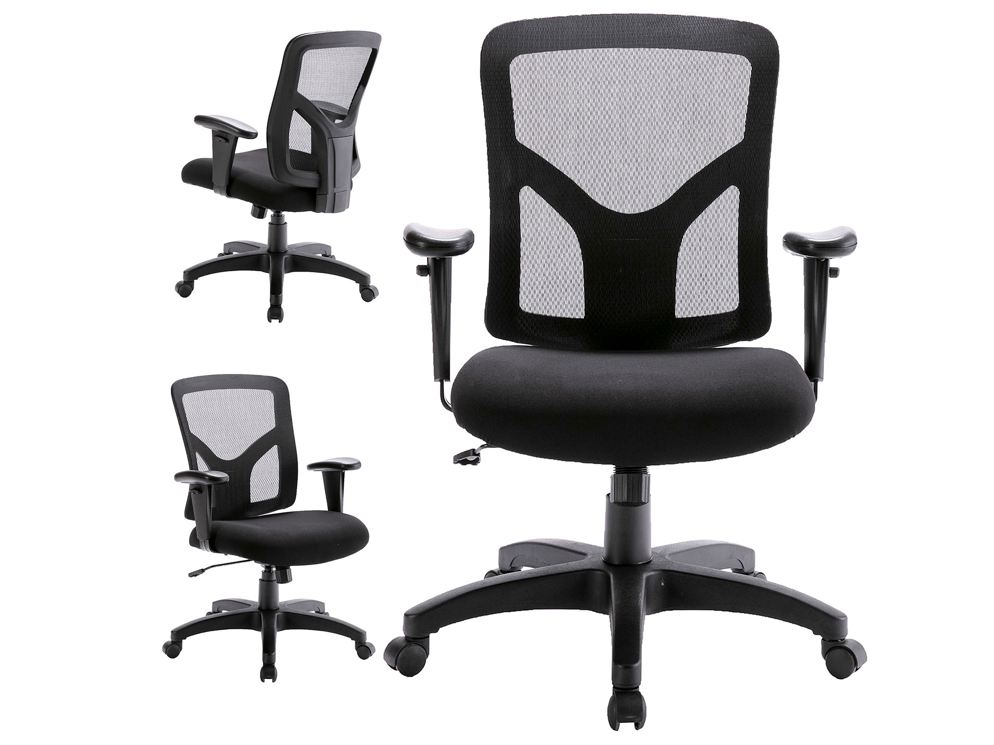 Qwork Ergonomic Office Chair Mesh Computer Chair High Back, Adjustable, Swivel Office Desk Chair with Armrests, Black