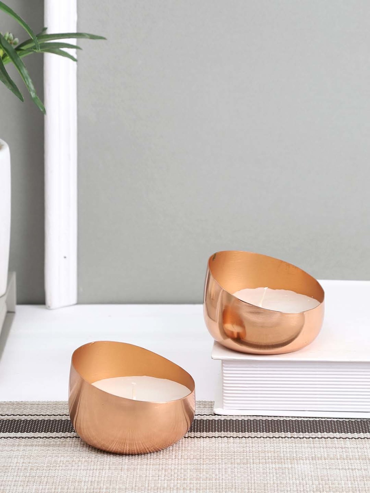 Aapno Rajasthan Gold Metal Handcrafted Candle - Set of 2