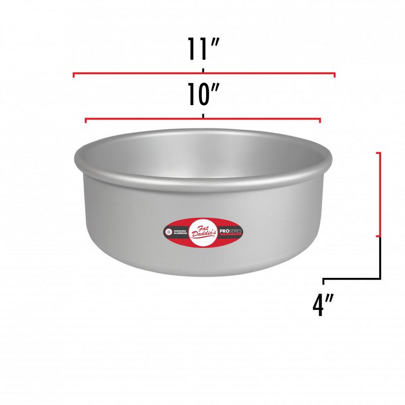 Fat Daddio's PRD-104 Anodized Aluminum Round Cake Pan with Solid Bottom, 10 x 4"