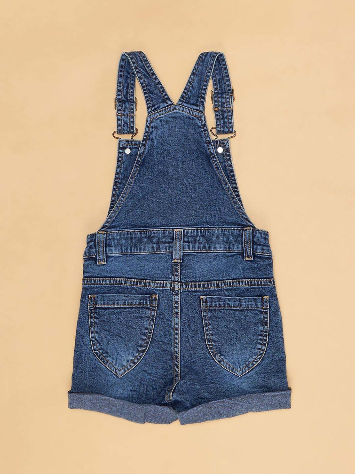 Pantaloons Junior Blue Cotton Printed Dungaree