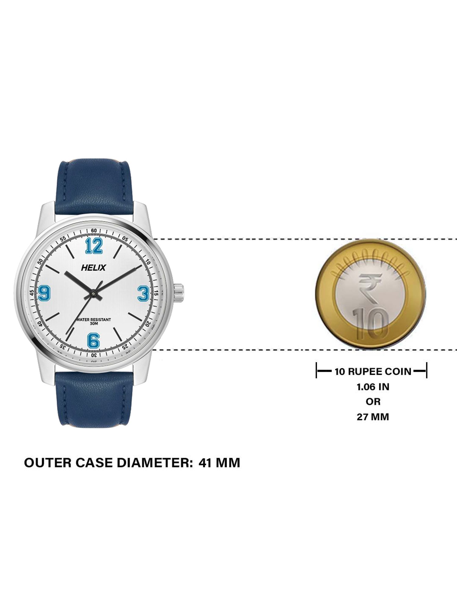 Helix By Timex White Round Dial Analog Leather Men Watch - TW046HG01