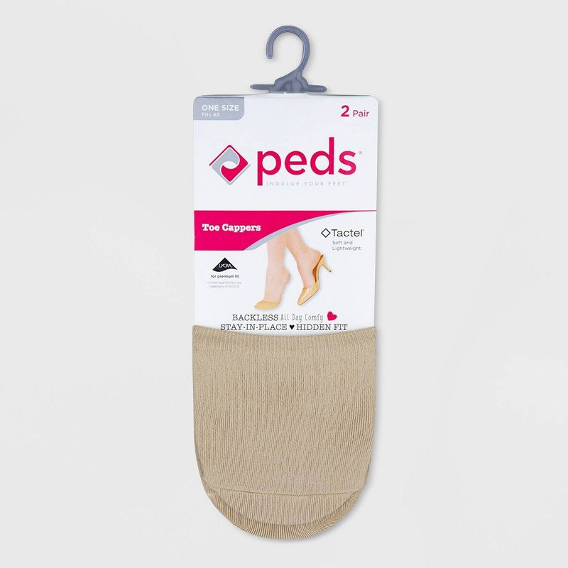 Peds Women's Grippers Tactel Nylon 2pk Liner Muel Socks - Nude One Size