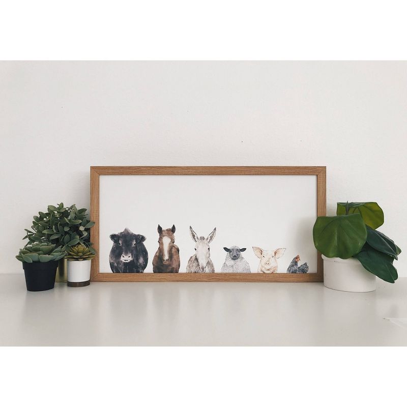 28" x 14" Farm Animals Art Board Rustic Brown - Petal Lane