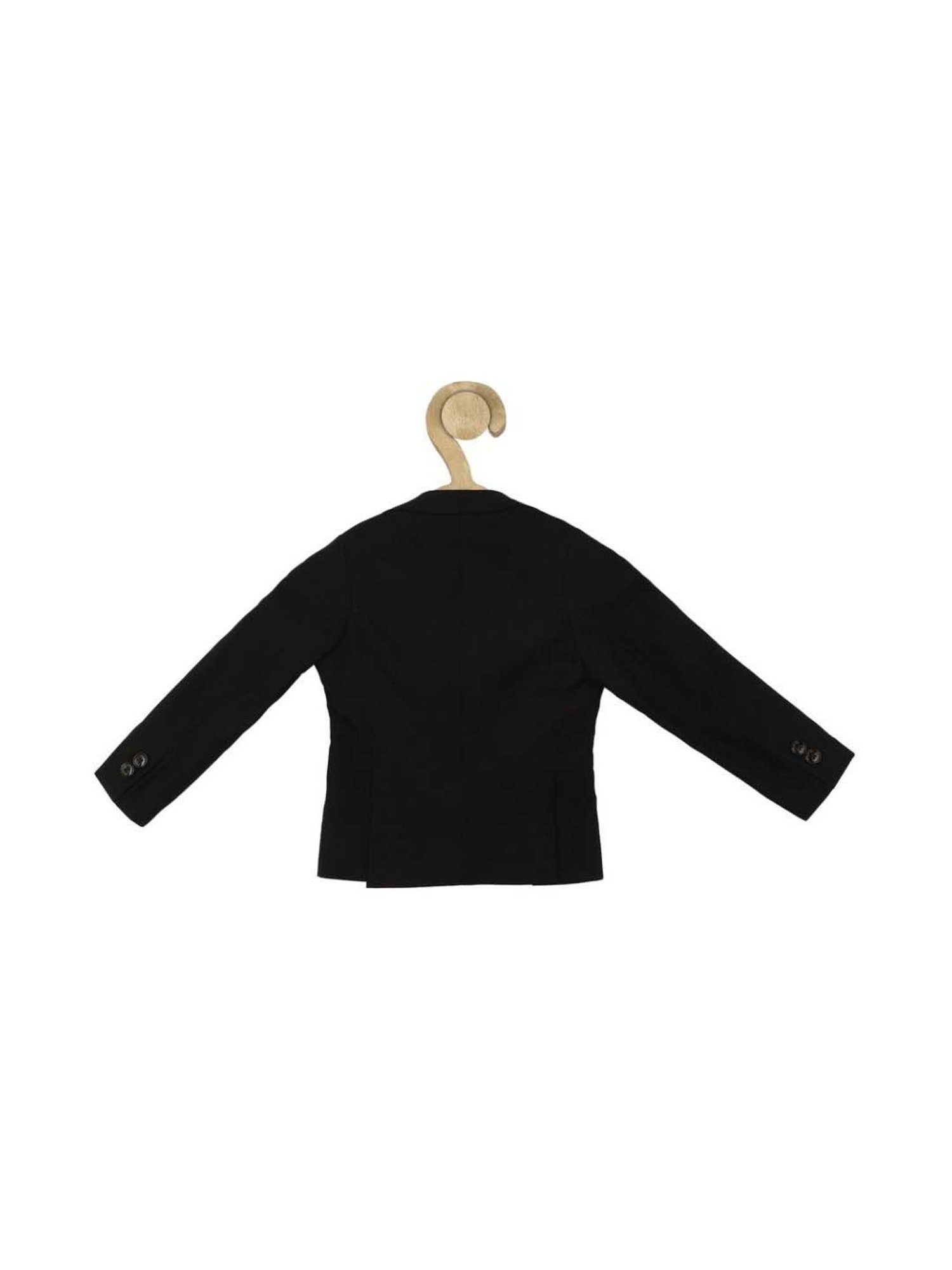 Allen Solly Junior Black Cotton Regular Fit Full Sleeves Blazer