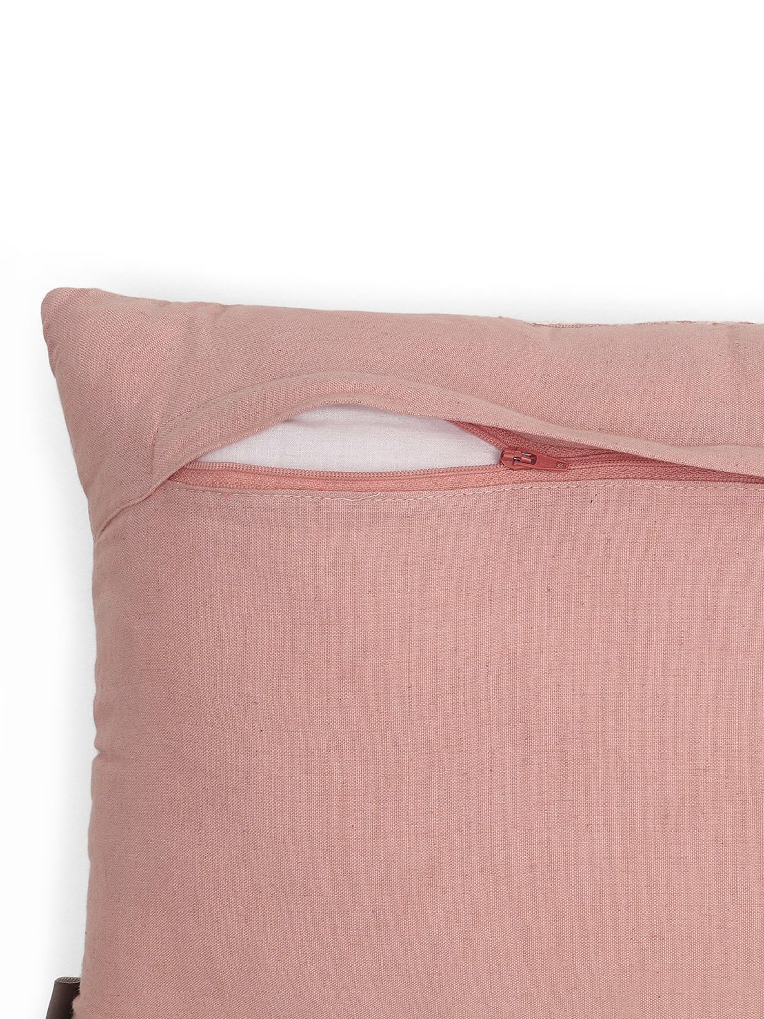 Pure Home and Living Pink Cotton Embroidery Cushion Covers