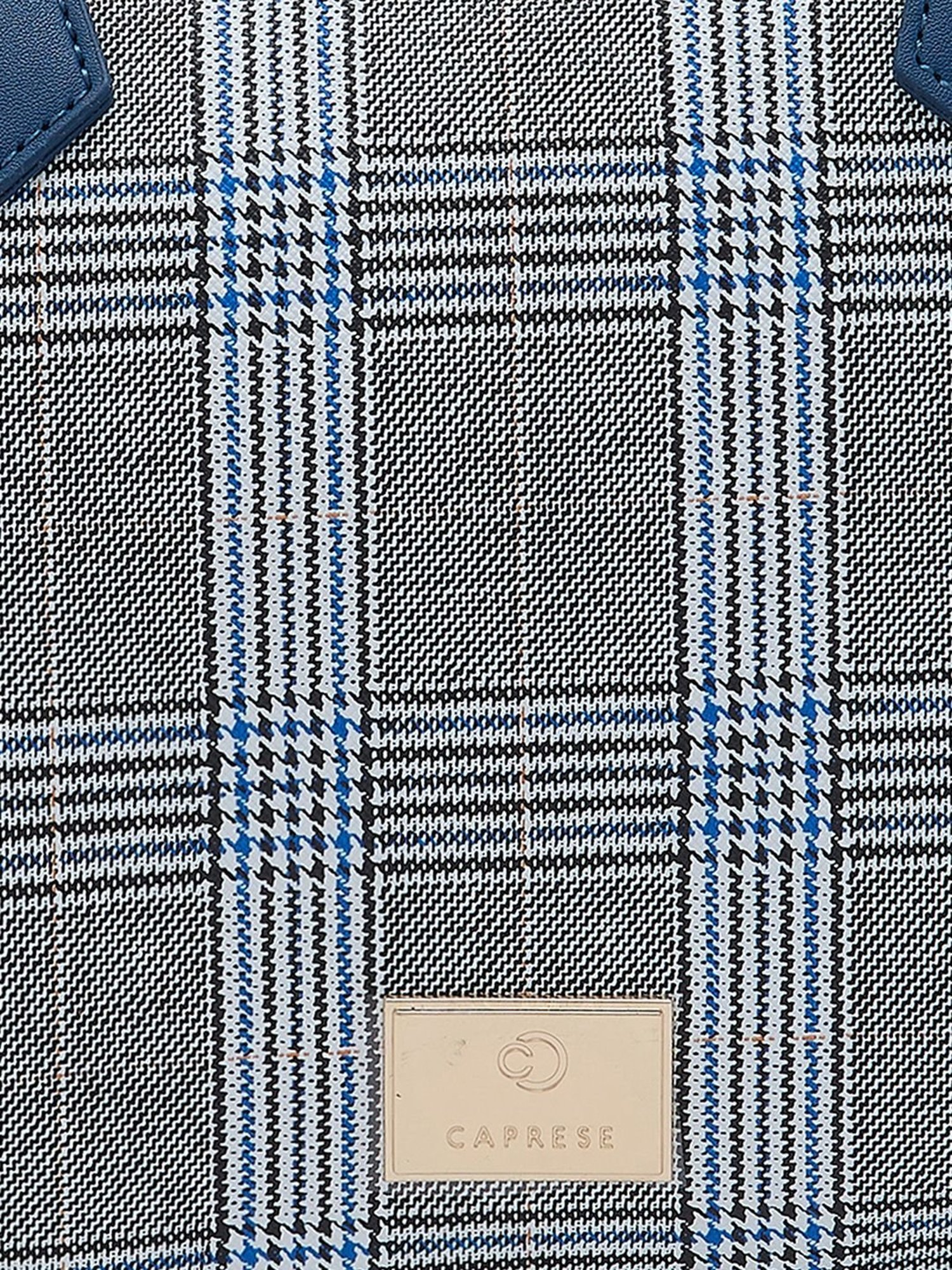 Caprese Navy Checks Medium Handbag
