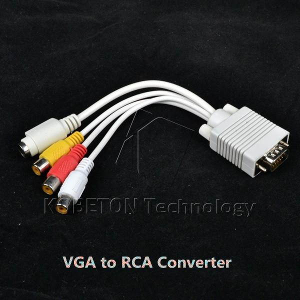 KEBIDU VGA to S Video 3 RCA Female Converter Composite TV AV Out Converter Cable Adapter Connector for PC Laptop Tablet Notebook