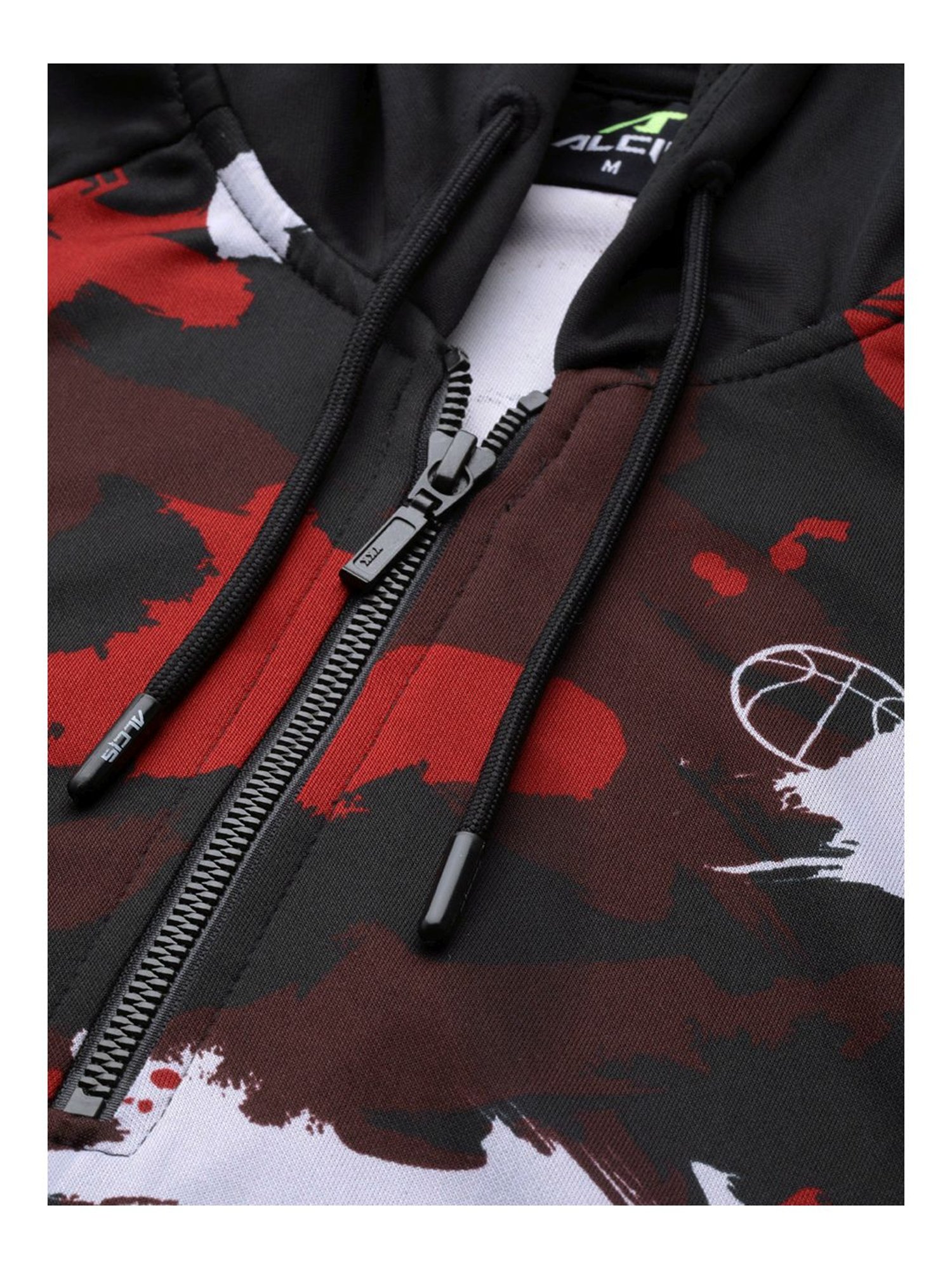 ALCIS Red & Black Regular Fit Camouflage Hooded Sweatshirt