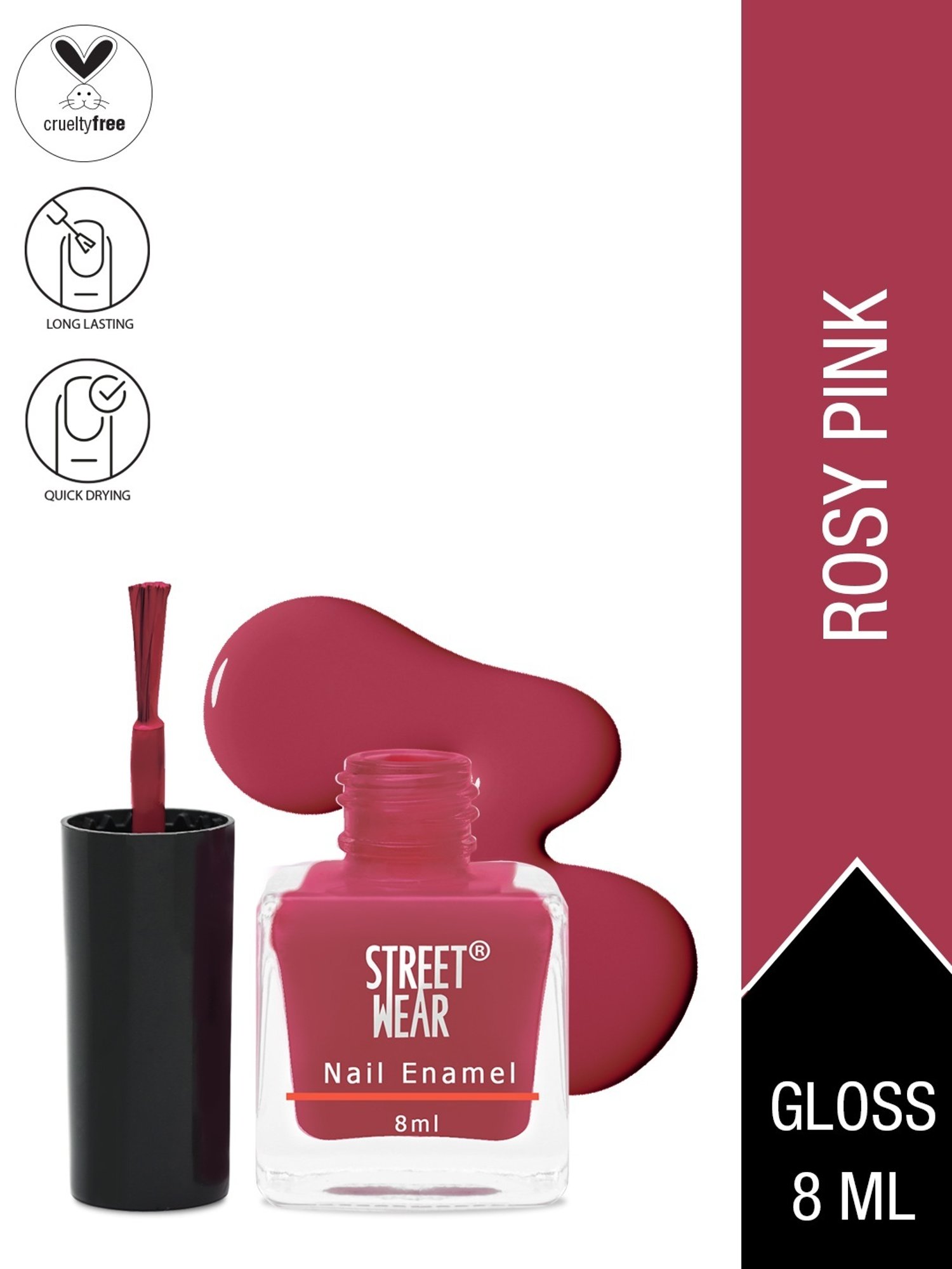 Street Wear Gloss Nail Enamel Rosy Pink - 8 ml