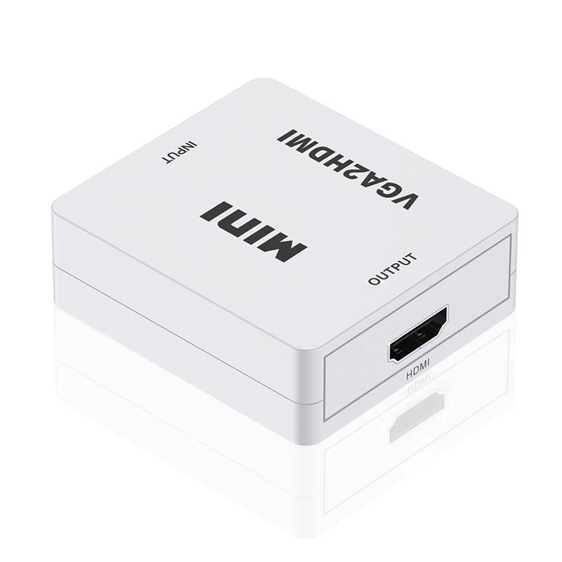 Mini VGA to HDM Converter 3.5 Audio Video Adapter Full HD 1080P VGA2HDM for PC Laptop Dispaly Projector White