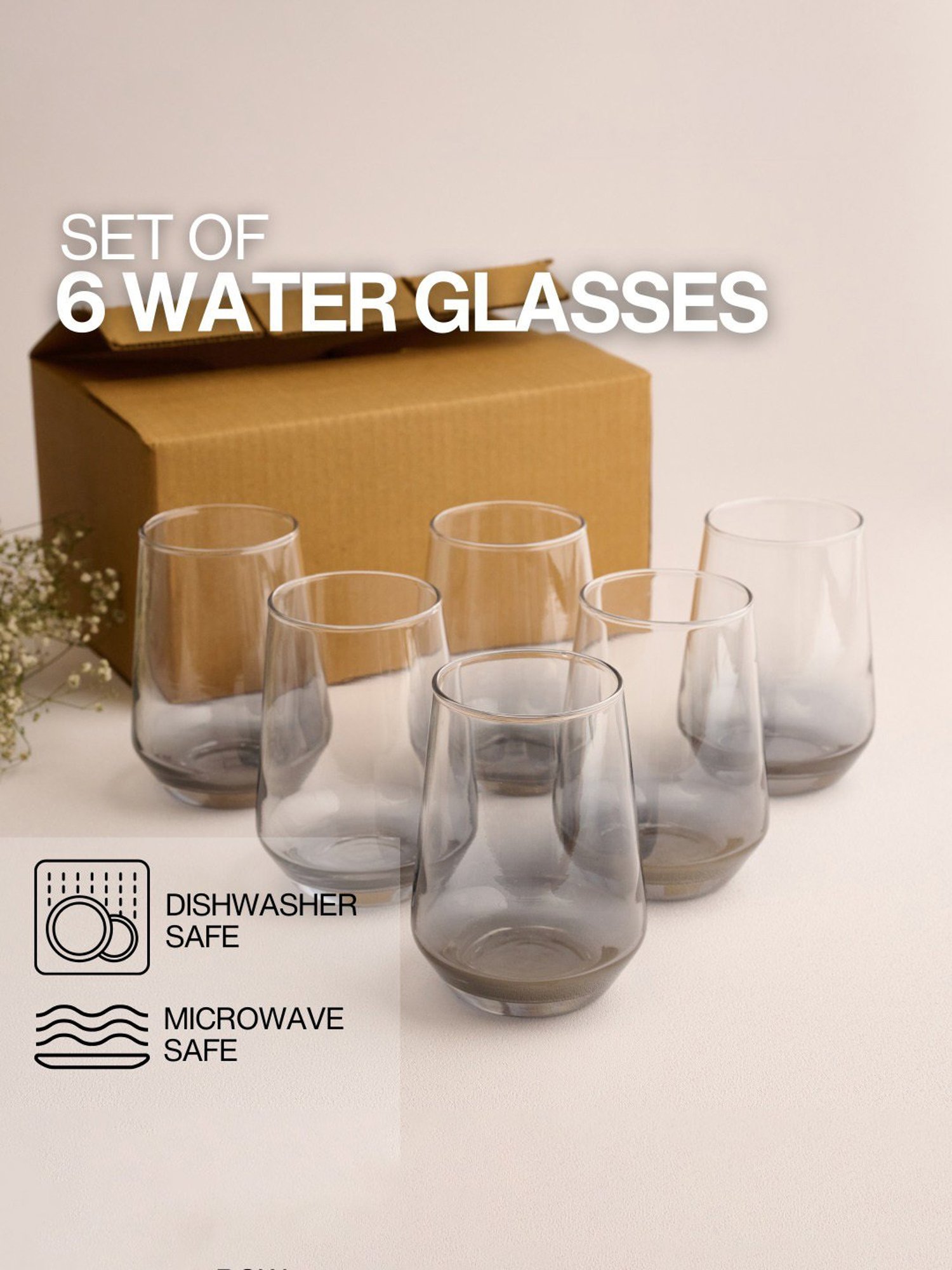 BlackCarrot Water Glass Set of 6