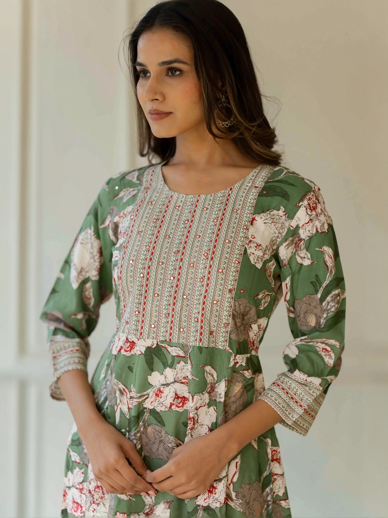 MIRCHI FASHION Green Cotton Printed A-Line Dress