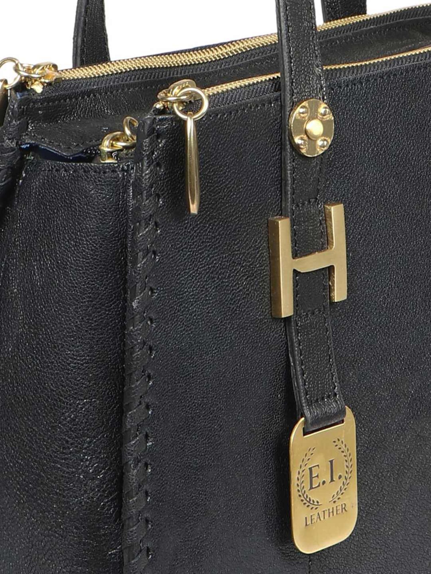 Hidesign Black Textured Medium Shoulder Handbag