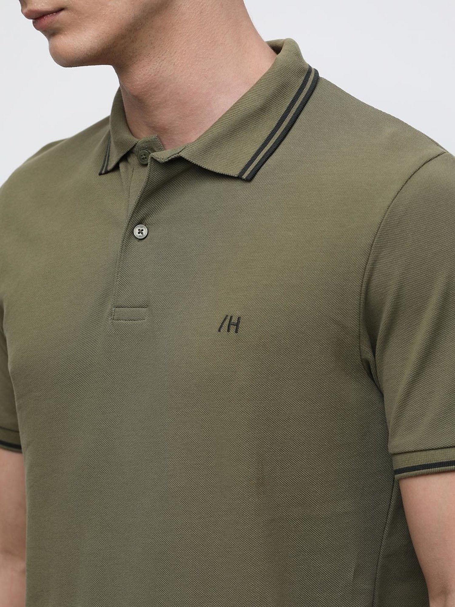 SELECTED HOMME Burnt Olive Slim Fit Cotton Polo T-Shirt