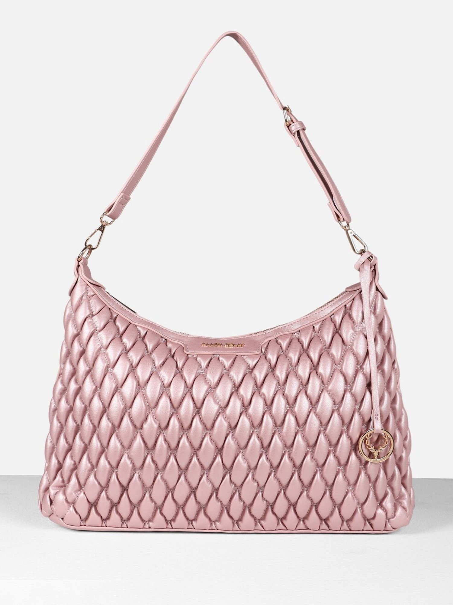 Allen Solly Pink Textured Medium Shoulder Handbag