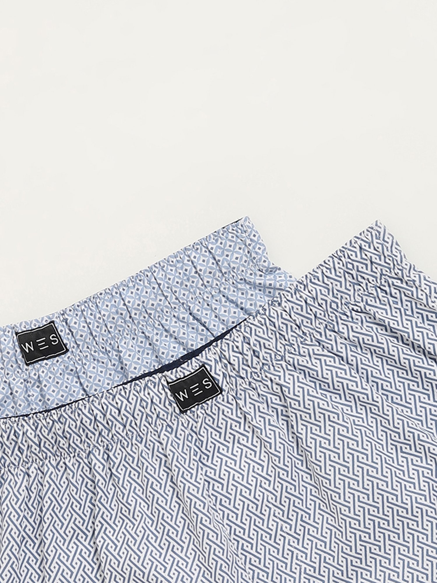 WES Lounge by Westside Blue Printed Cotton Boxers - Pack of 2