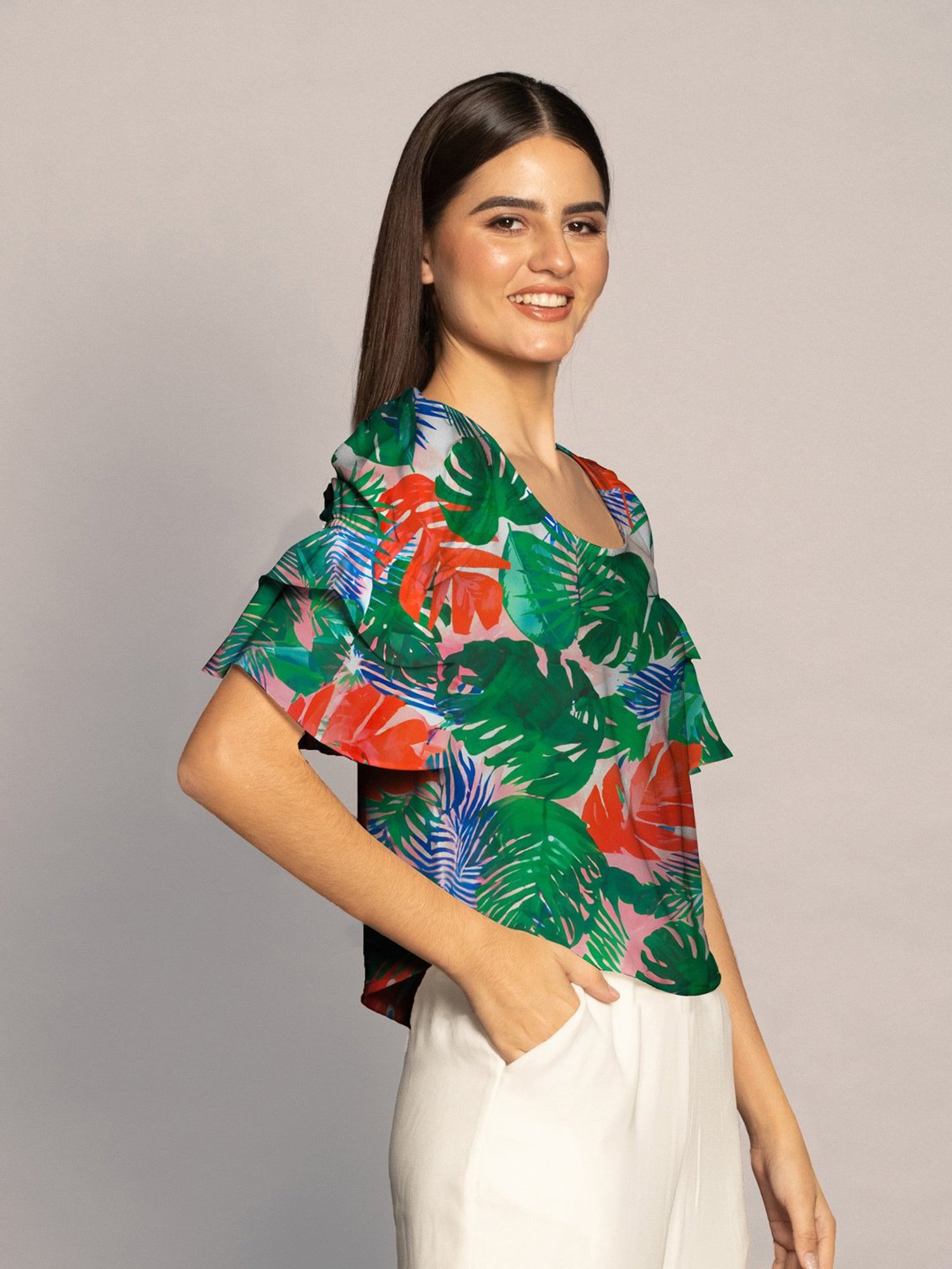 Zink London Multicolor Floral Print Top