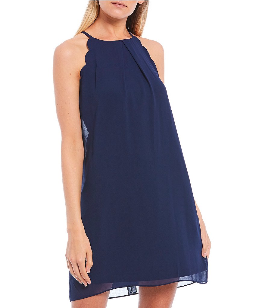 I.N. San Francisco Scalloped Shift Dress