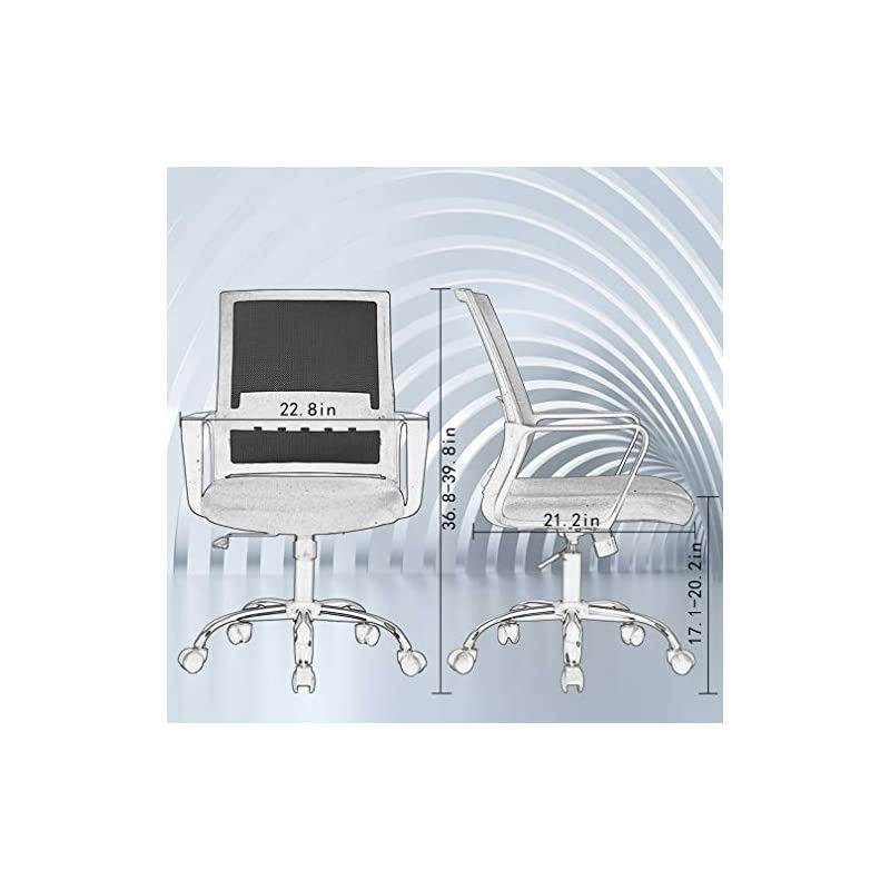 Office Chair Ergonomic Desk Chair Swivel Rolling Computer Chair Executive Lumbar Support Task Mesh Chair Adjustable Stool for Women Men (White)