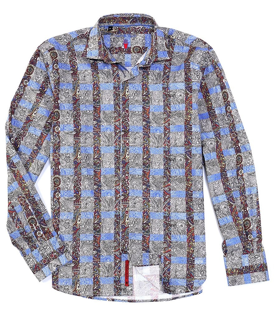 Visconti Paisley Plaid Long-Sleeve Woven Shirt