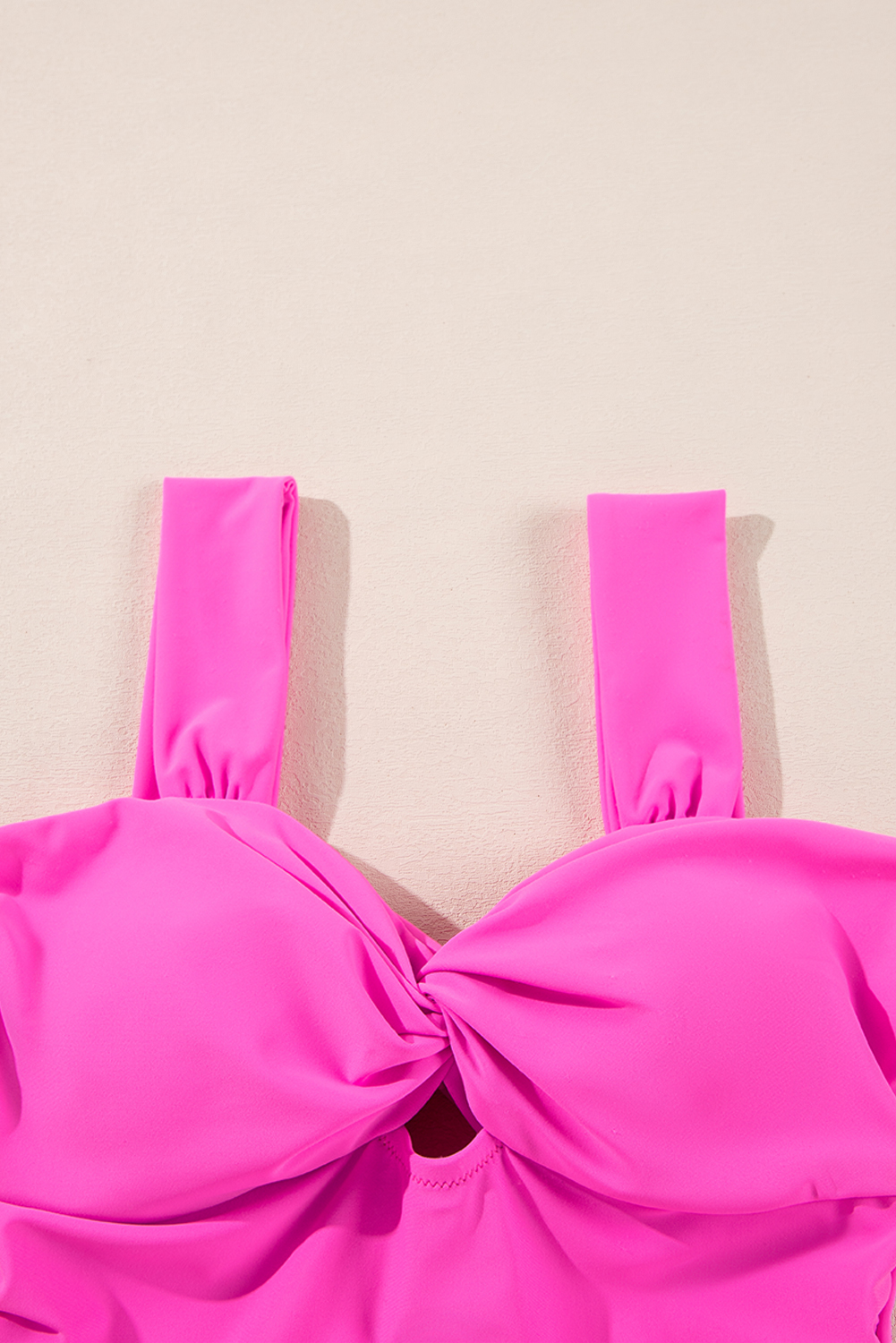 Rose Red Criss Cross Straps Tie Back Flared One Piece Swimsuit