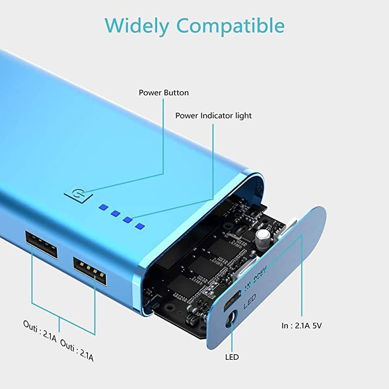 Portable Charger 10000mAh,  USB Power Bank External Battery Pack with Flashlight Compatible with iPhone XR 8 Plus X iPad Samsung Galaxy S8 Note 8 Smartphones Tablet (Black) [Upgraded 2021]