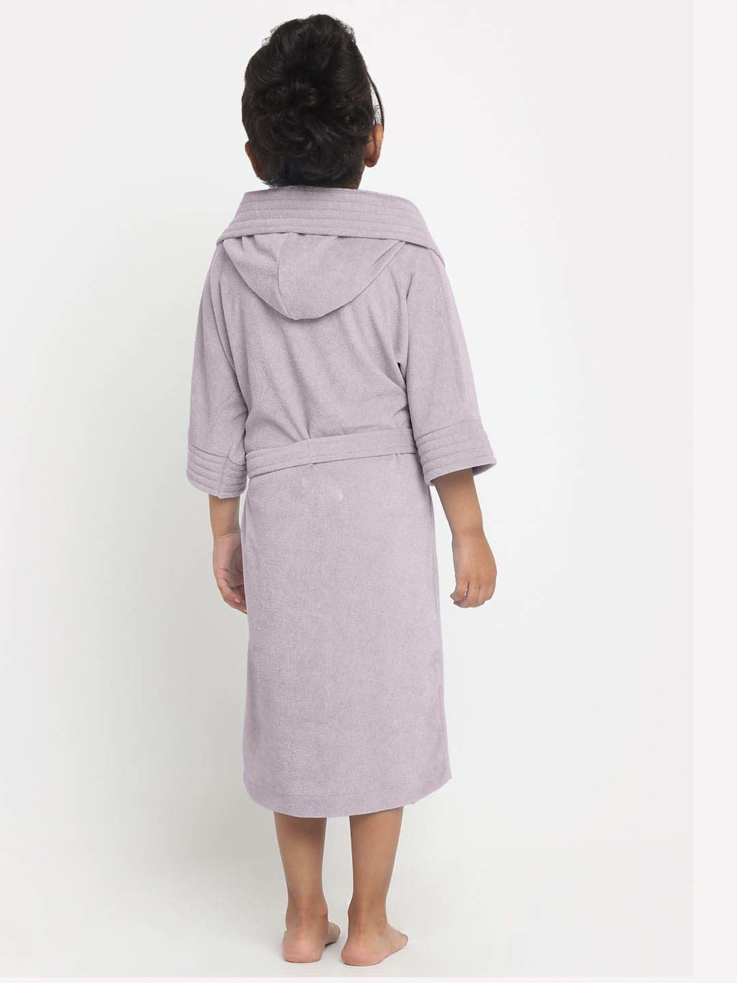 Creeva Melodious Grey Micro Terry 260 GSM Quick Dry Kids Bathrobe 6-7 Yrs With Front Pocket
