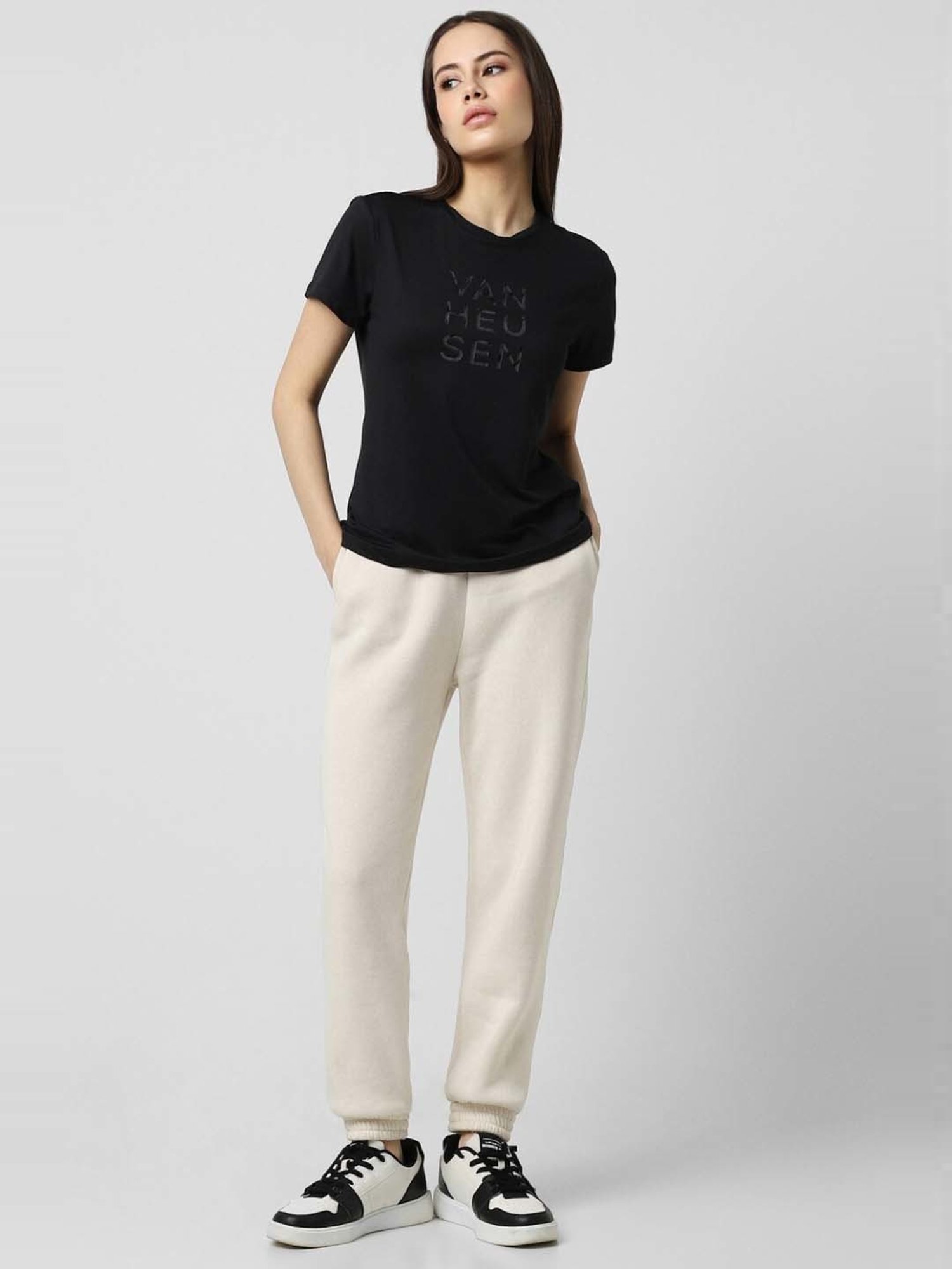 Van Heusen Black Printed T-Shirt