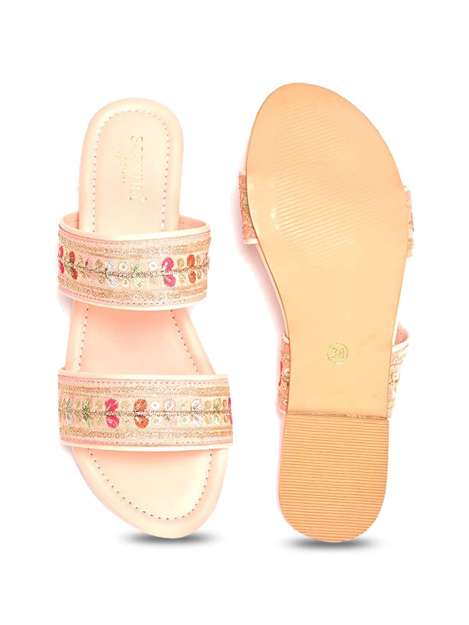 Scentra Women's Pink Casual Sandals