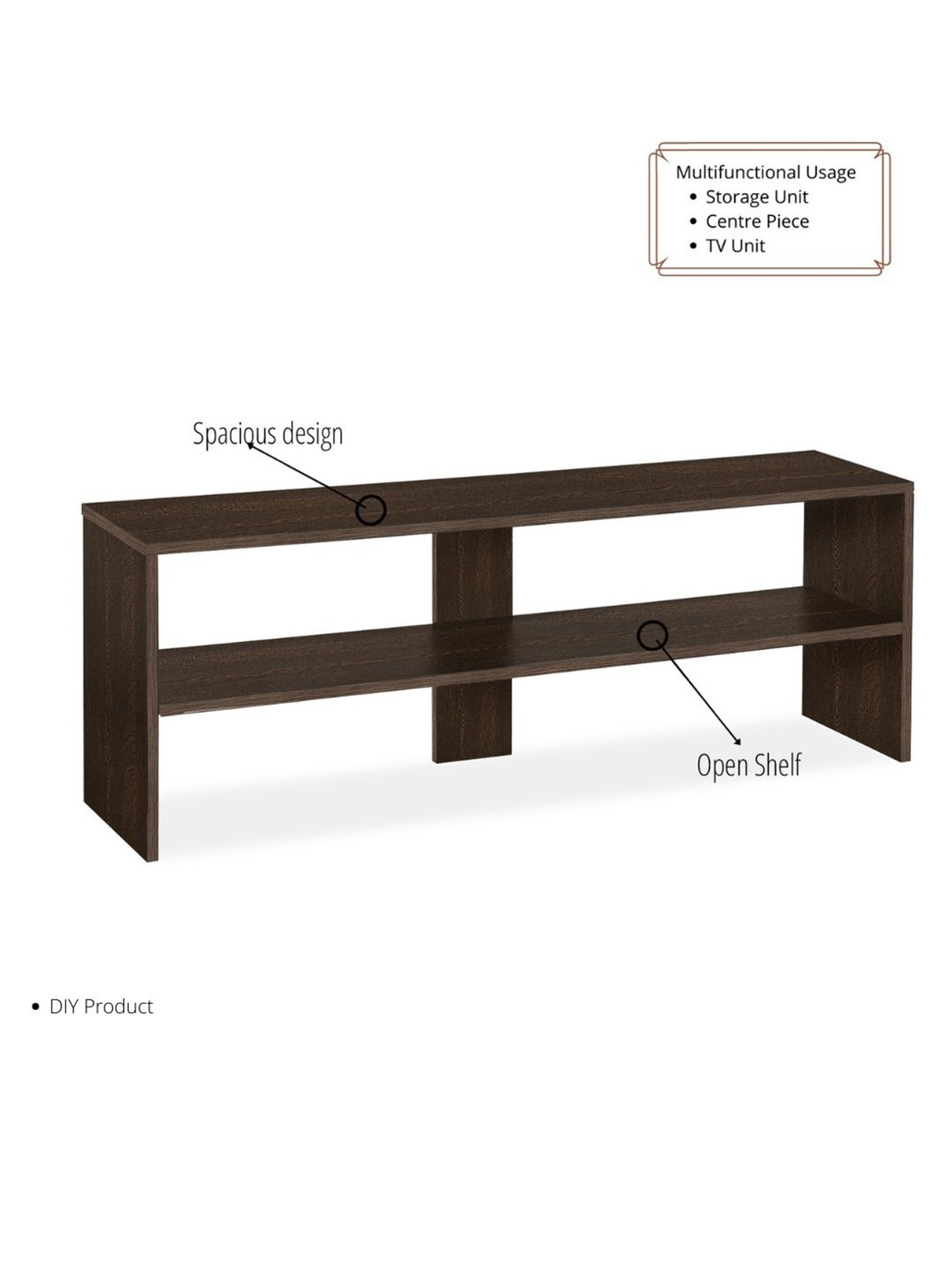Delite Kom Kai Flowery Wenge Engineered Wood TV Entertainment Unit